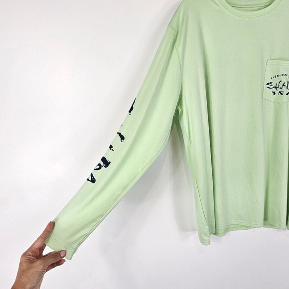 Salt Life Watermans Trifecta Performance T Shirt Mens Size Large Pistachio Green - Picture 5 of 14